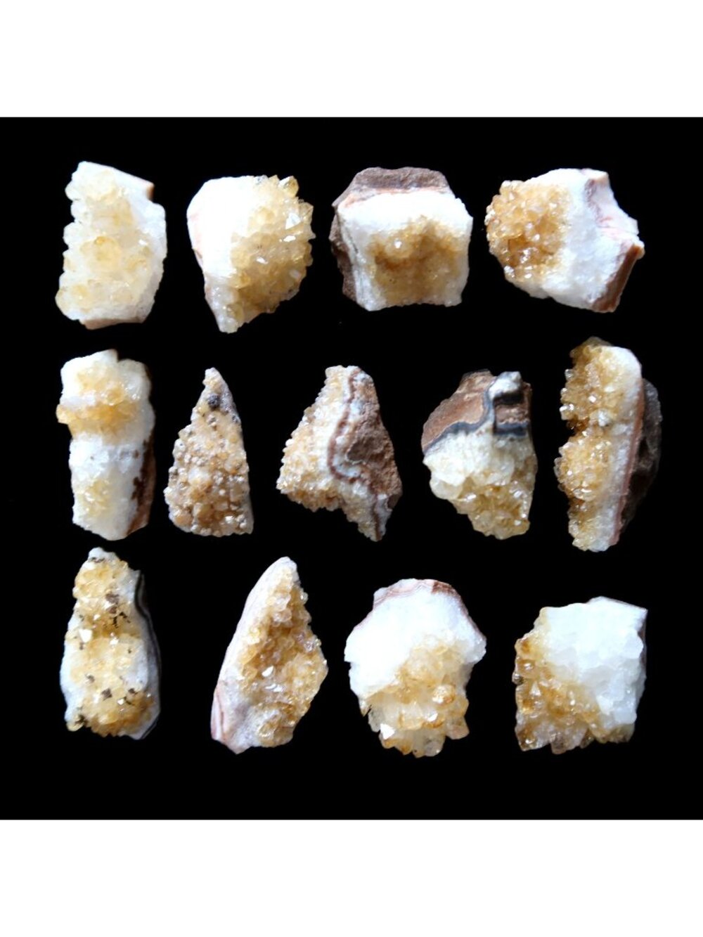 Citrine Cluster Lot of 12 Yellow Cabochon Crystals Bulk Geode Gems